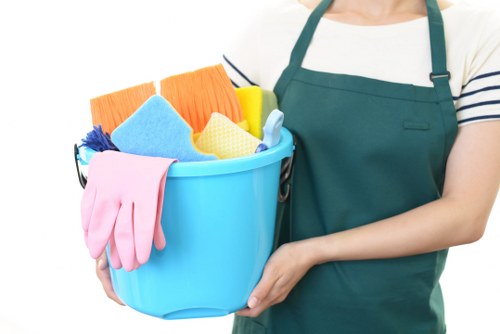 Carpet cleaning technician preparing equipment safely in a Bermondsey property