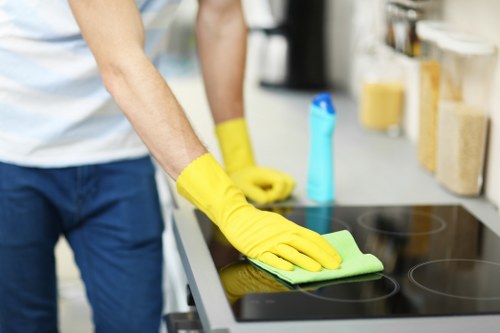Local sofa cleaning service working in a Bermondsey flat with limited access