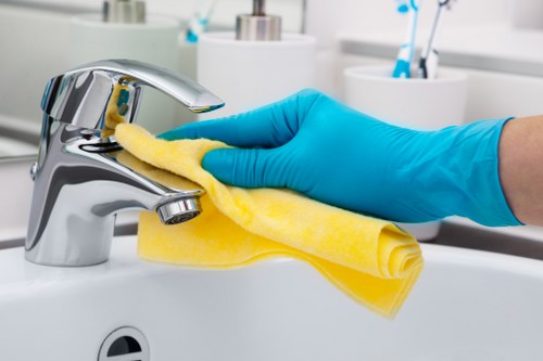 On-site curtain cleaning setup in a Bermondsey apartment or office